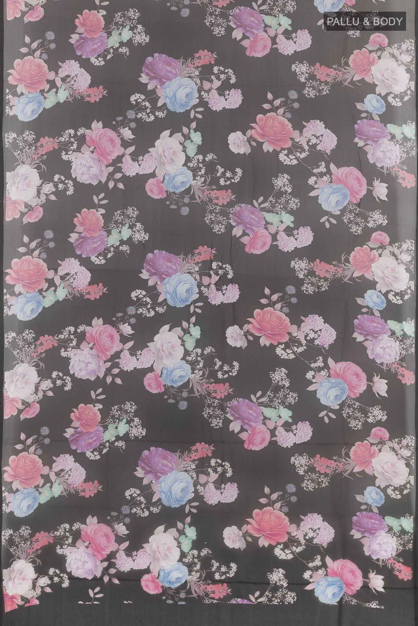 Black Mysore Chiffon Saree - Image 3