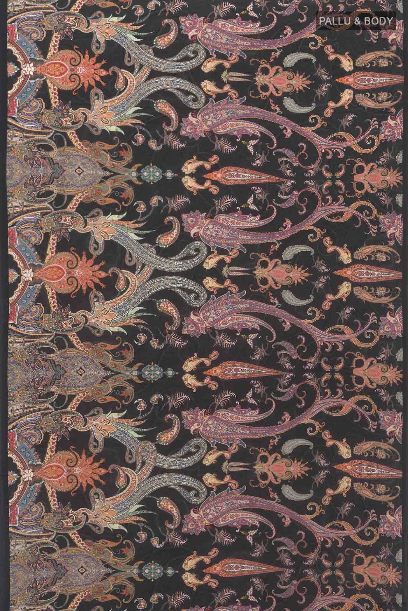 Black Mysore Crepe Saree - Image 5