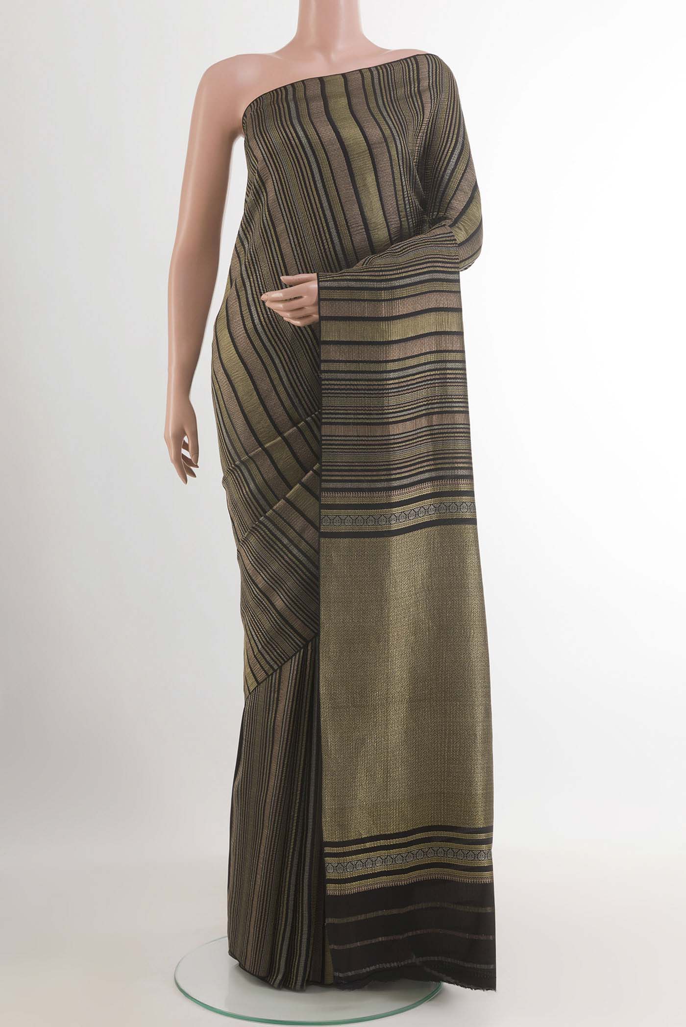 Black Mysore Crepe Saree