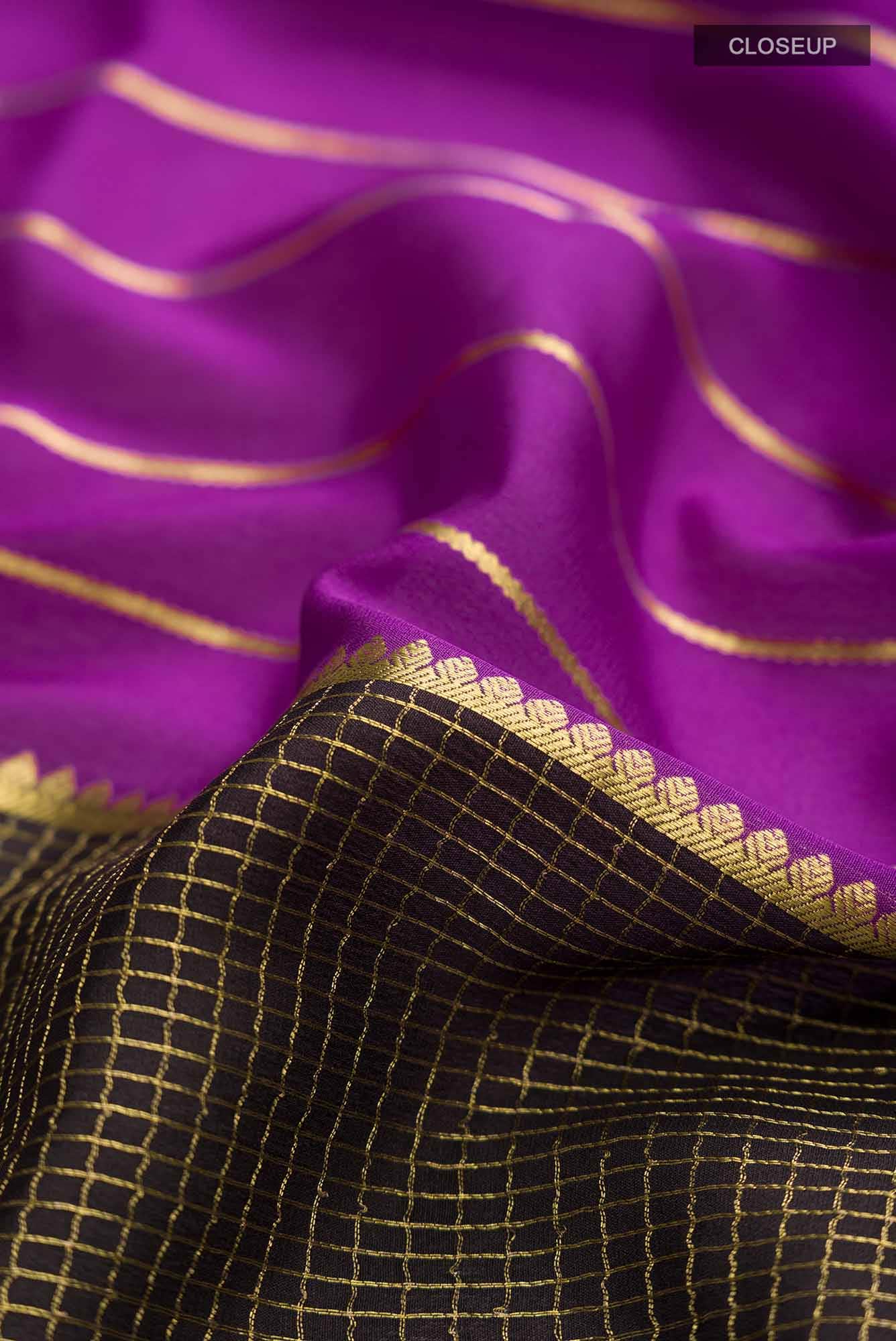 Black Mysore Crepe Saree - Image 2
