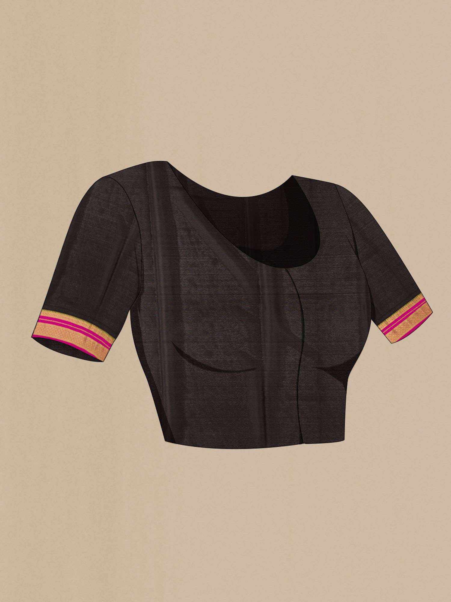 Black Mysore Crepe Saree - Image 5