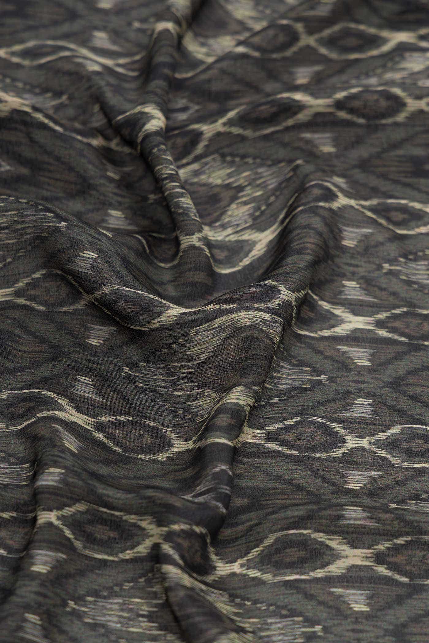 Black Mysore Crepe Saree - Image 3