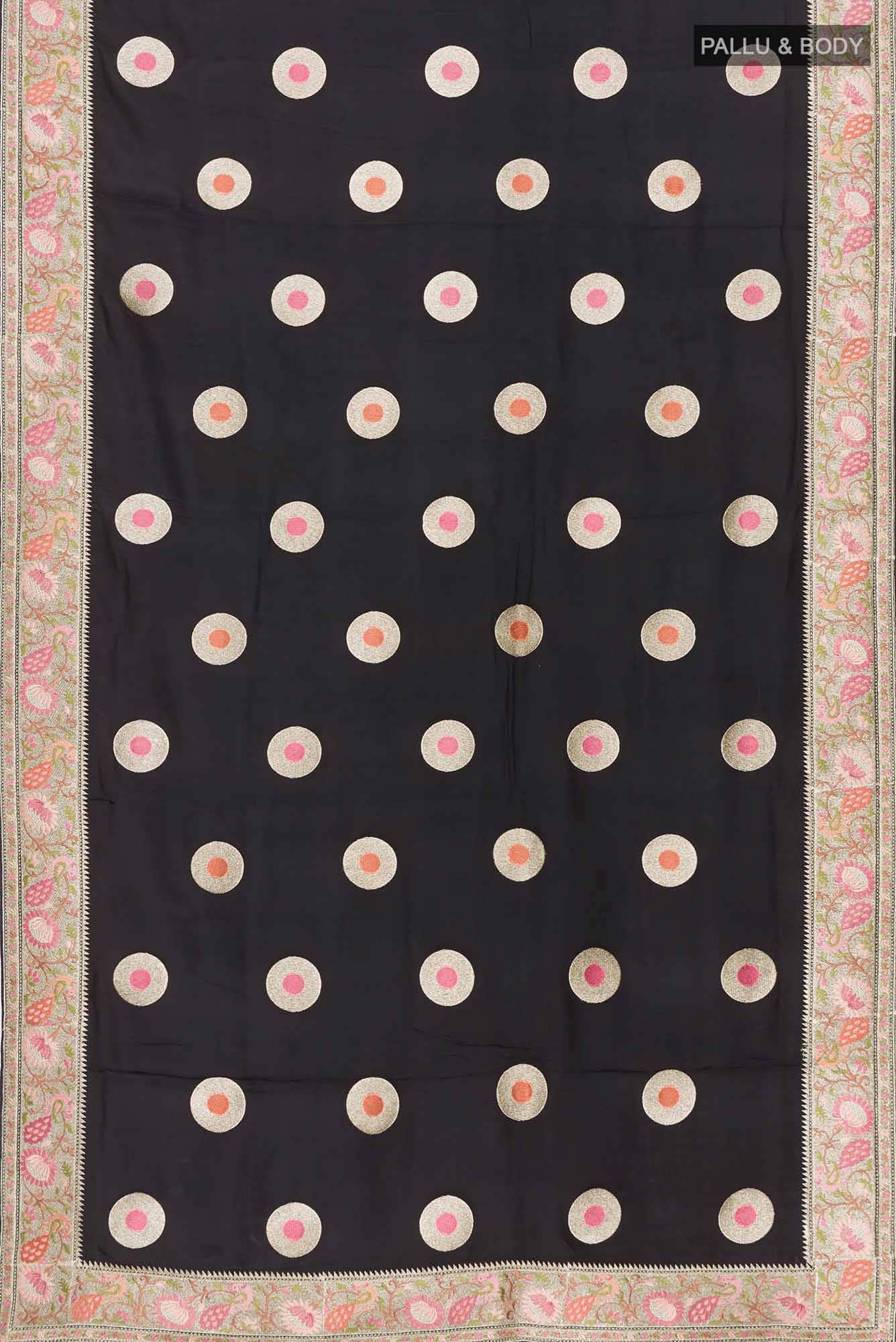 Black Mysore Crepe Saree - Image 3