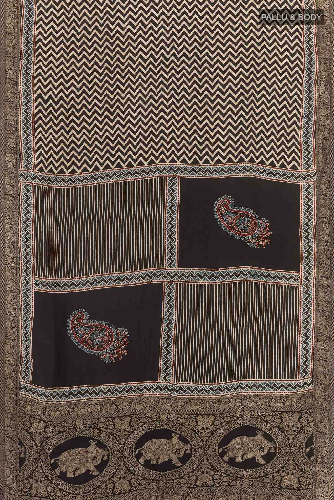 Black Mysore Georgette Saree - Image 2