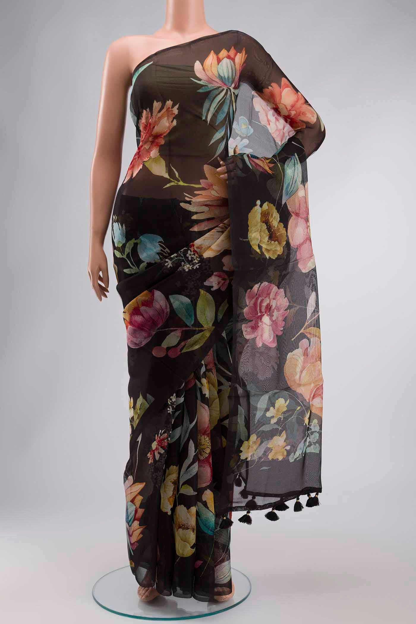Black Organza Silk Saree