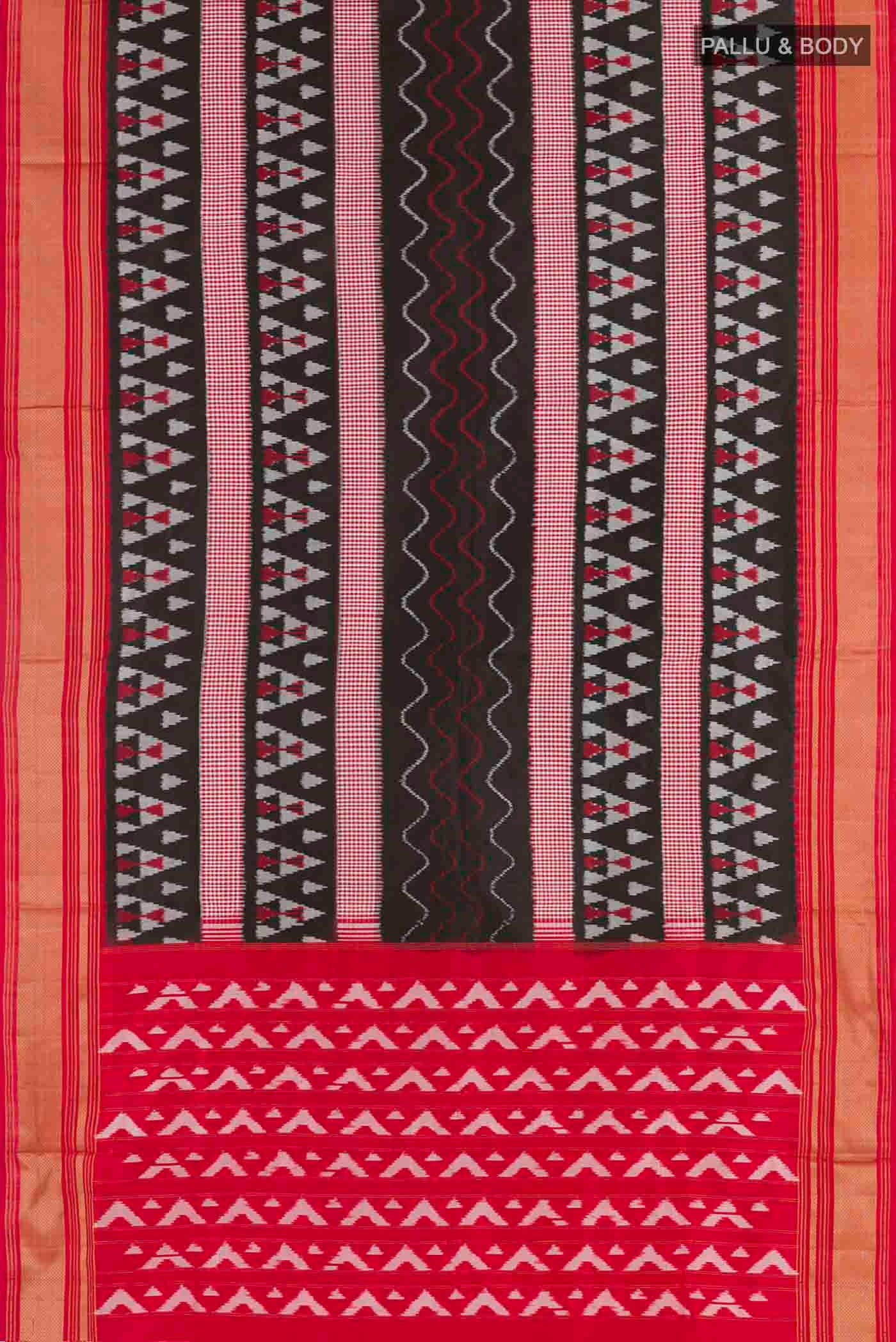 Black Pochampally Silk Saree - Image 3