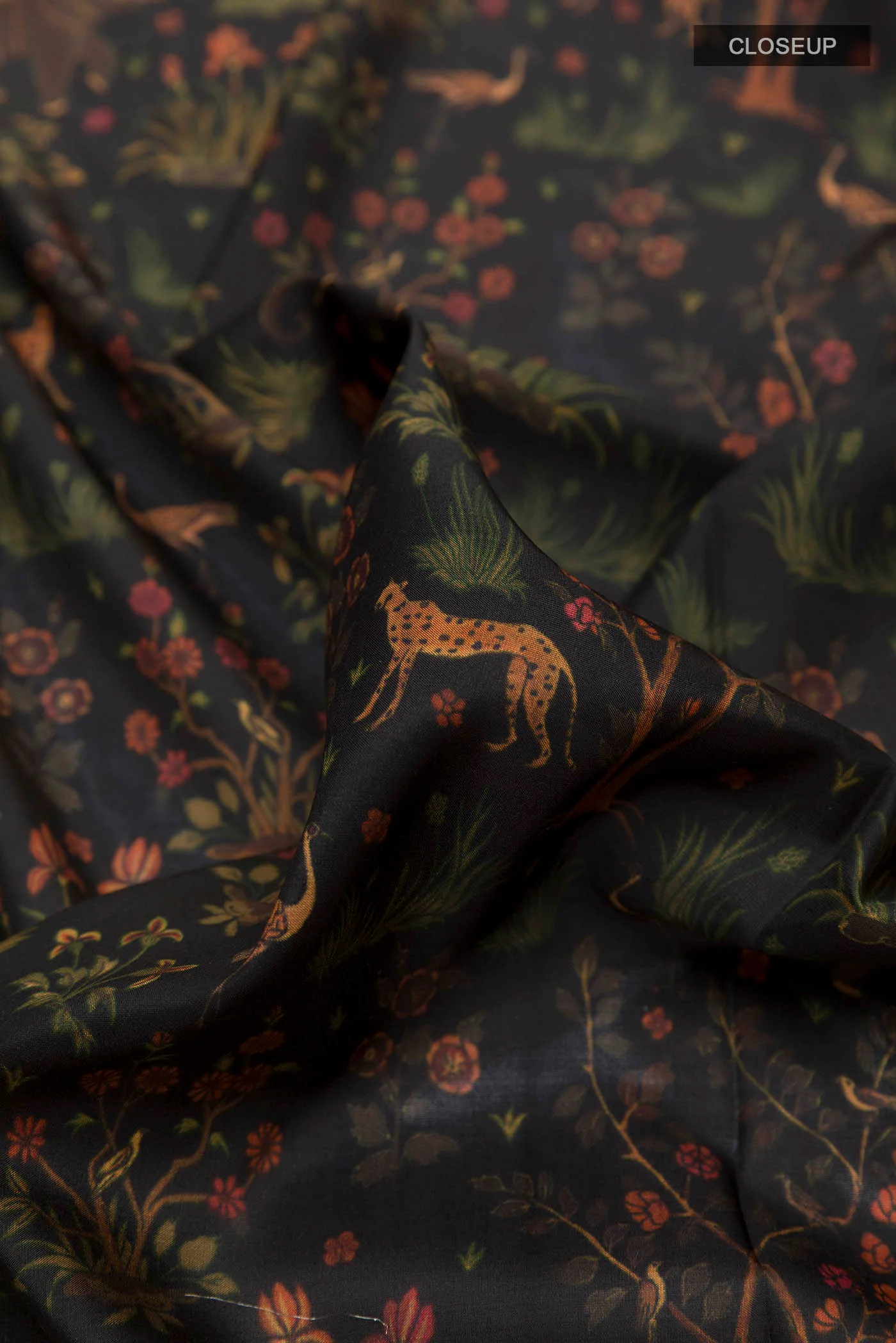 Black Printed Silk Saree - Image 2
