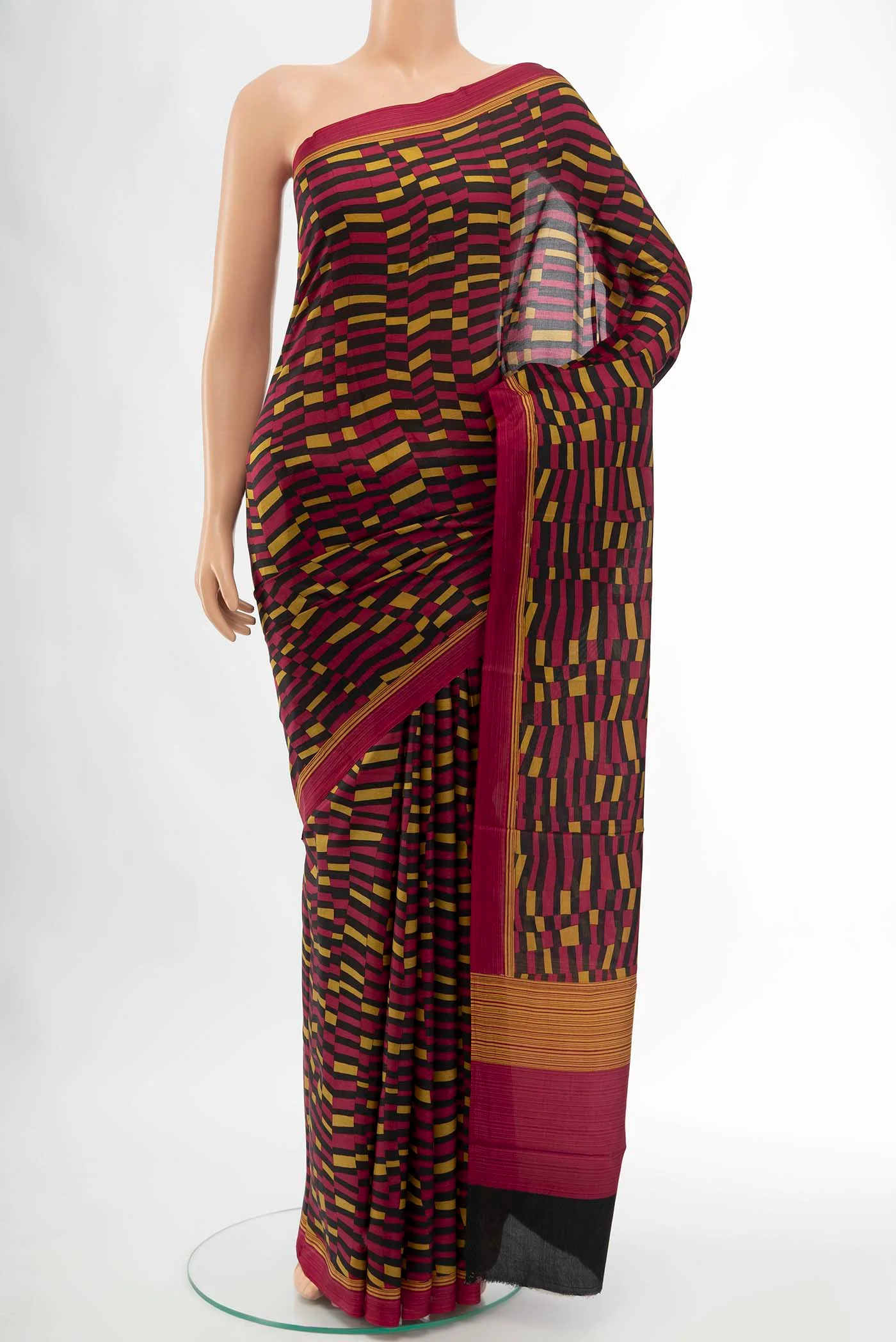 Black Printed Silk Saree