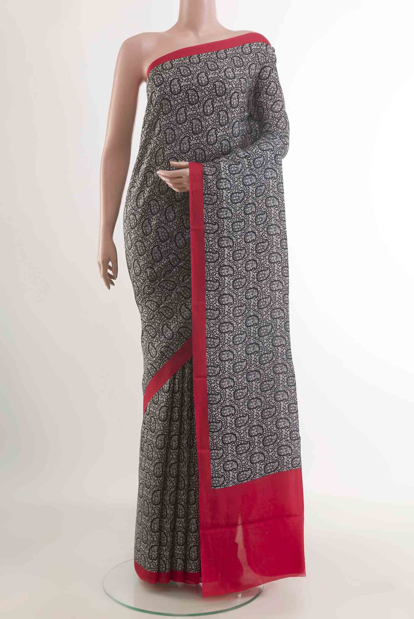 Black Printed Silk Saree