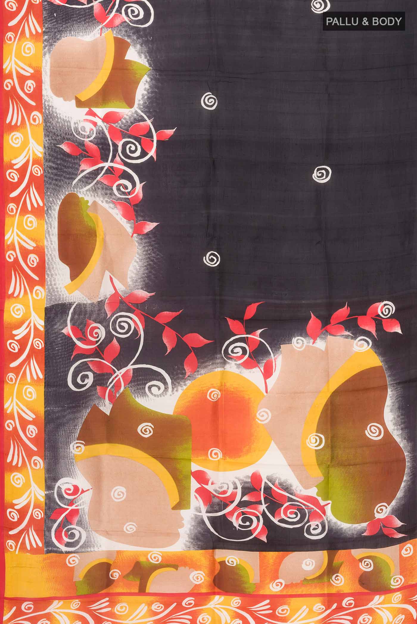 Black Printed Silk Saree - Image 3