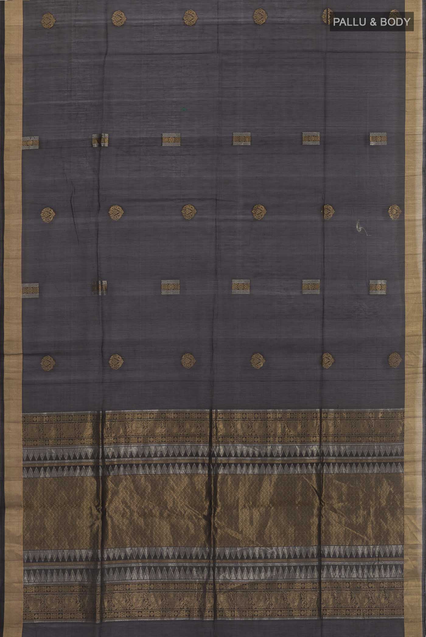 Black Silk Cotton Saree - Image 5