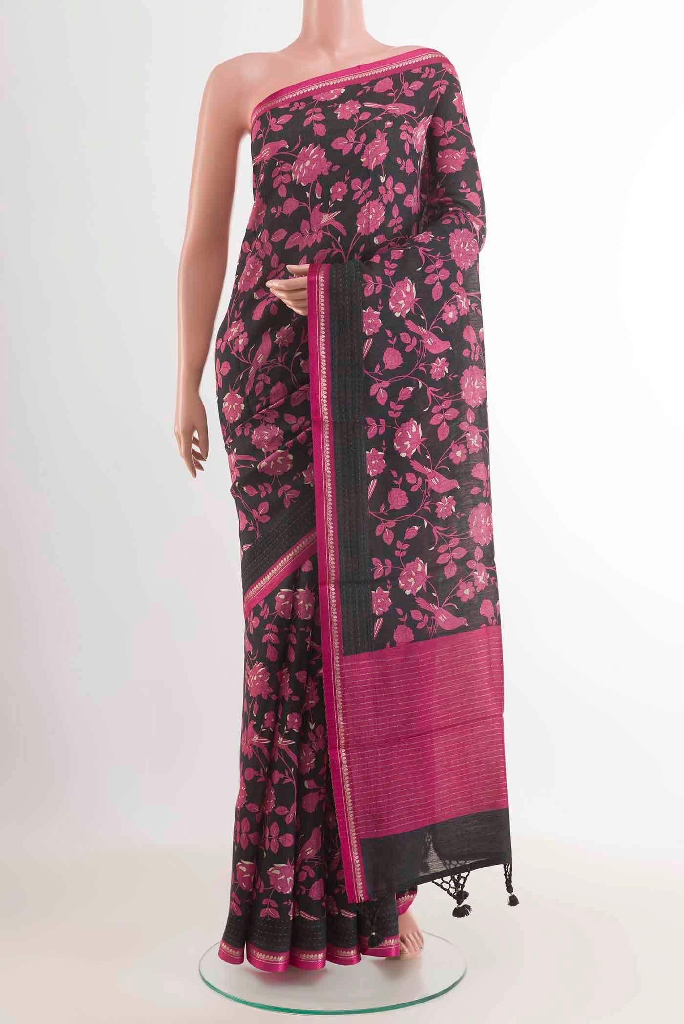 Black Tussar Saree