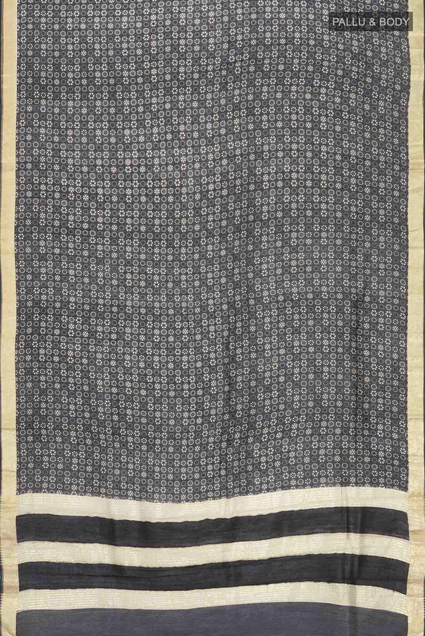 Black Tussar Silk Saree - Image 5