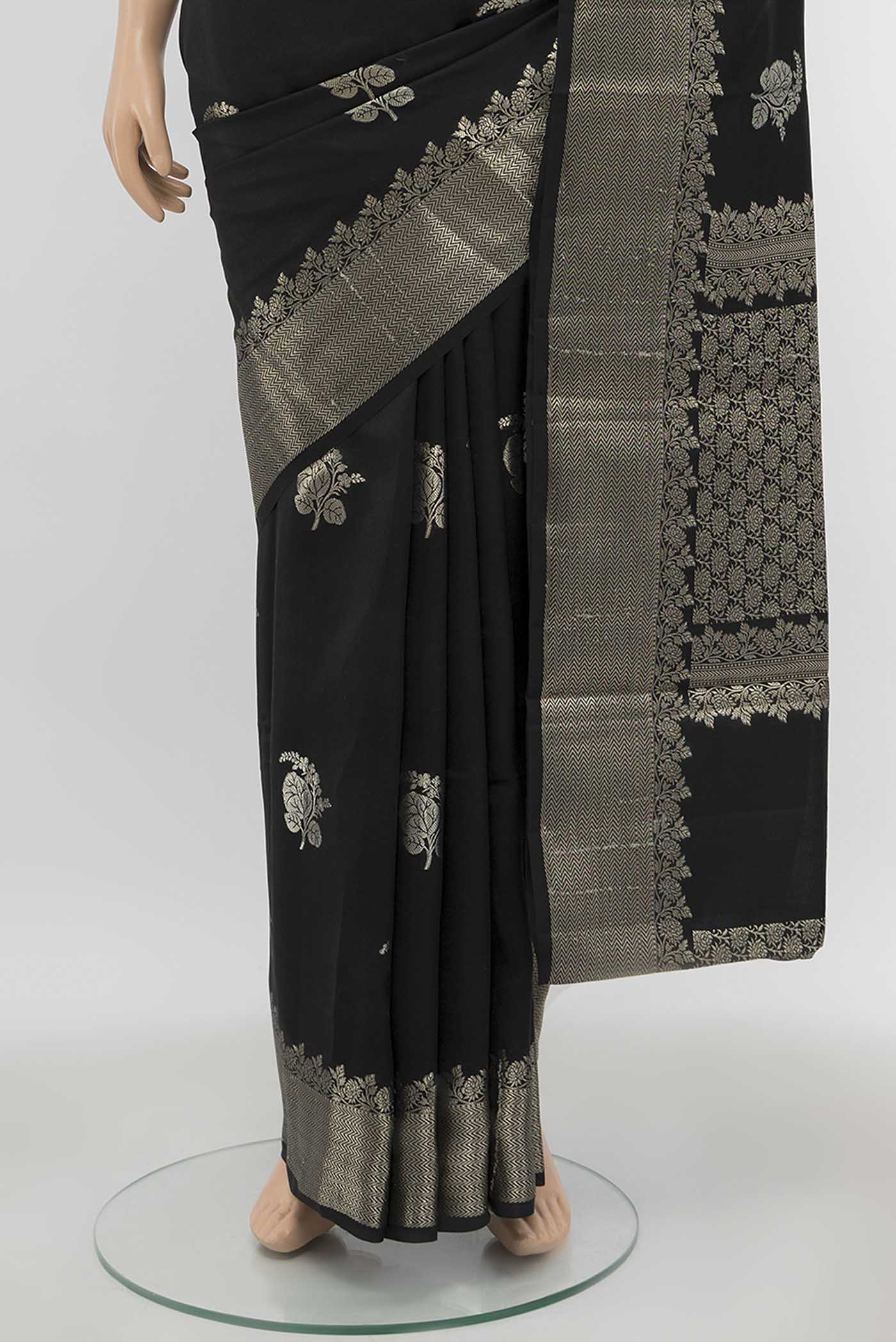 Black Tussar Silk Saree - Image 3