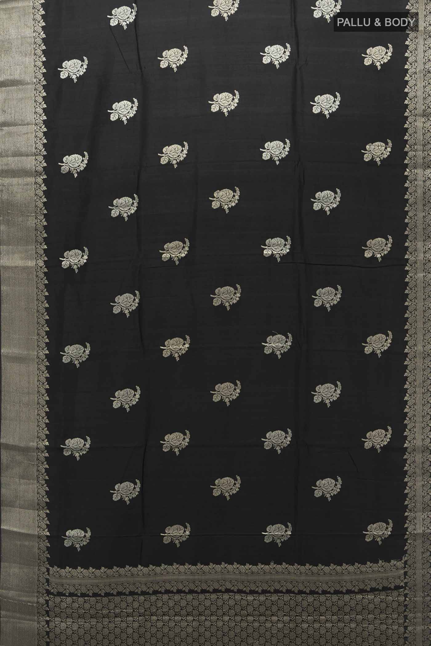 Black Tussar Silk Saree - Image 5