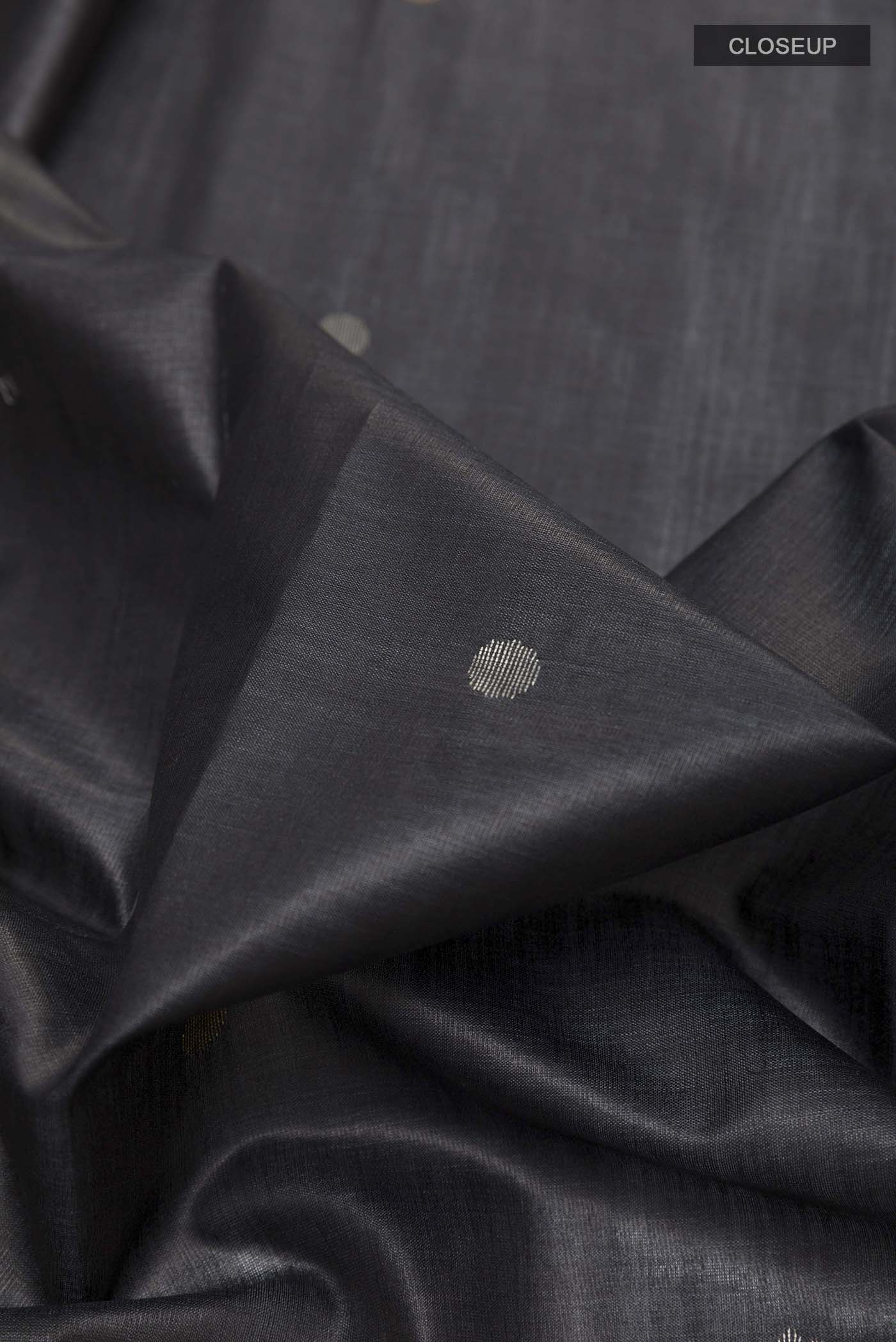 Black Tussar Silk Saree - Image 2