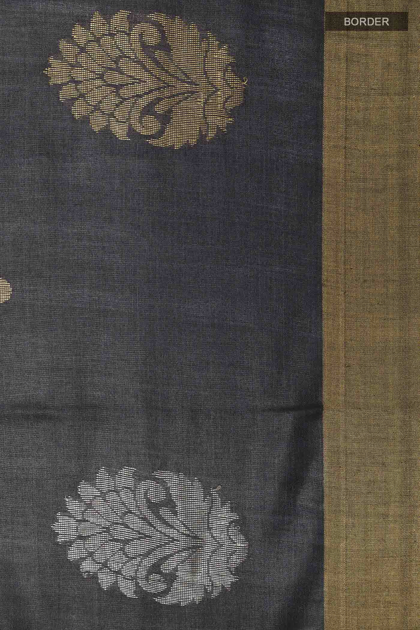 Black Tussar Silk Saree - Image 3