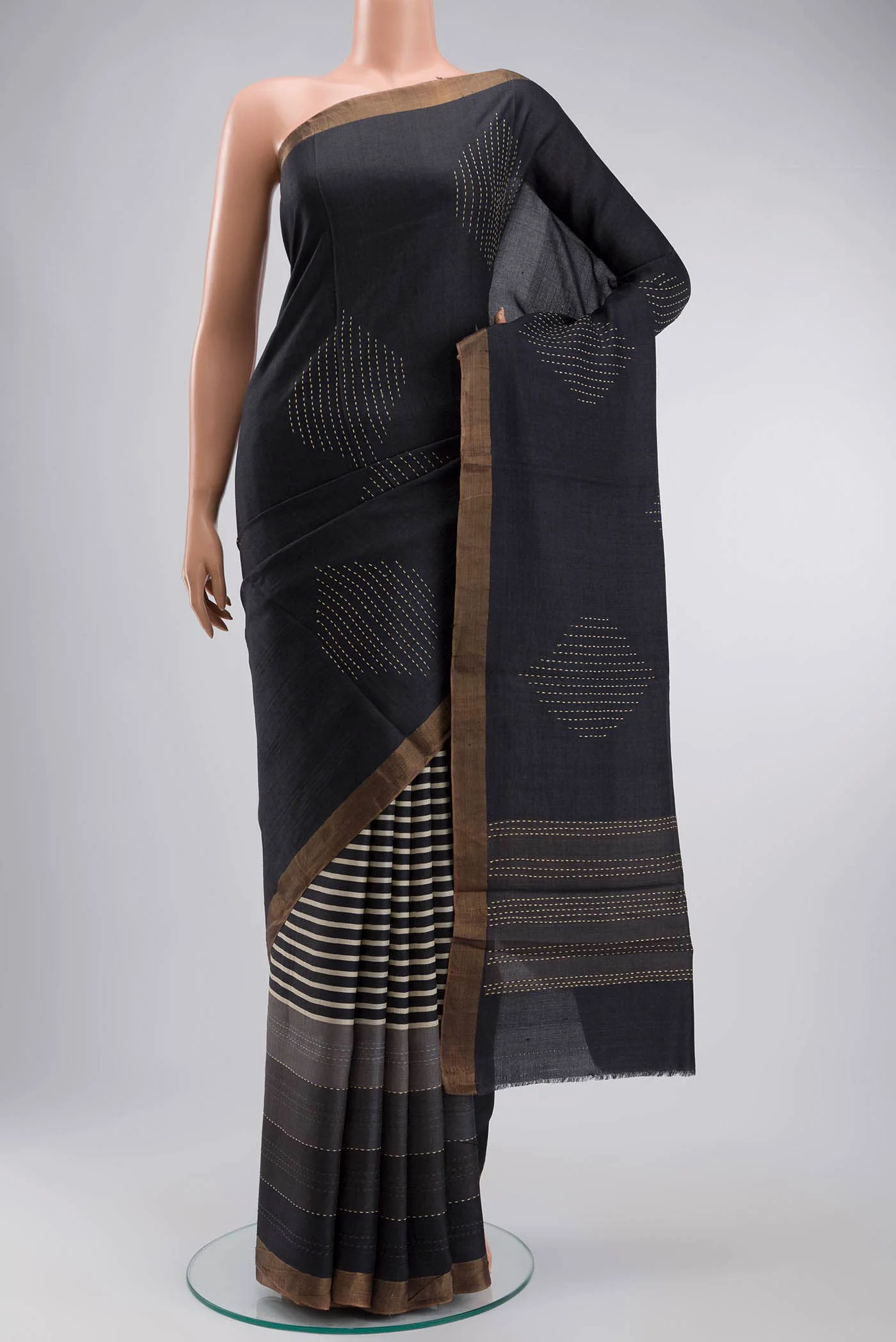 Black Tussar Silk Saree