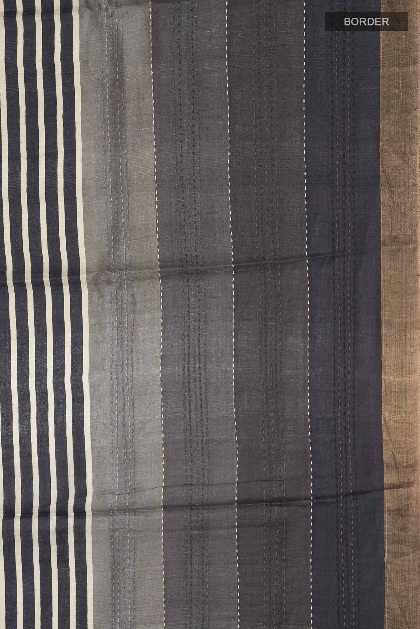 Black Tussar Silk Saree - Image 3