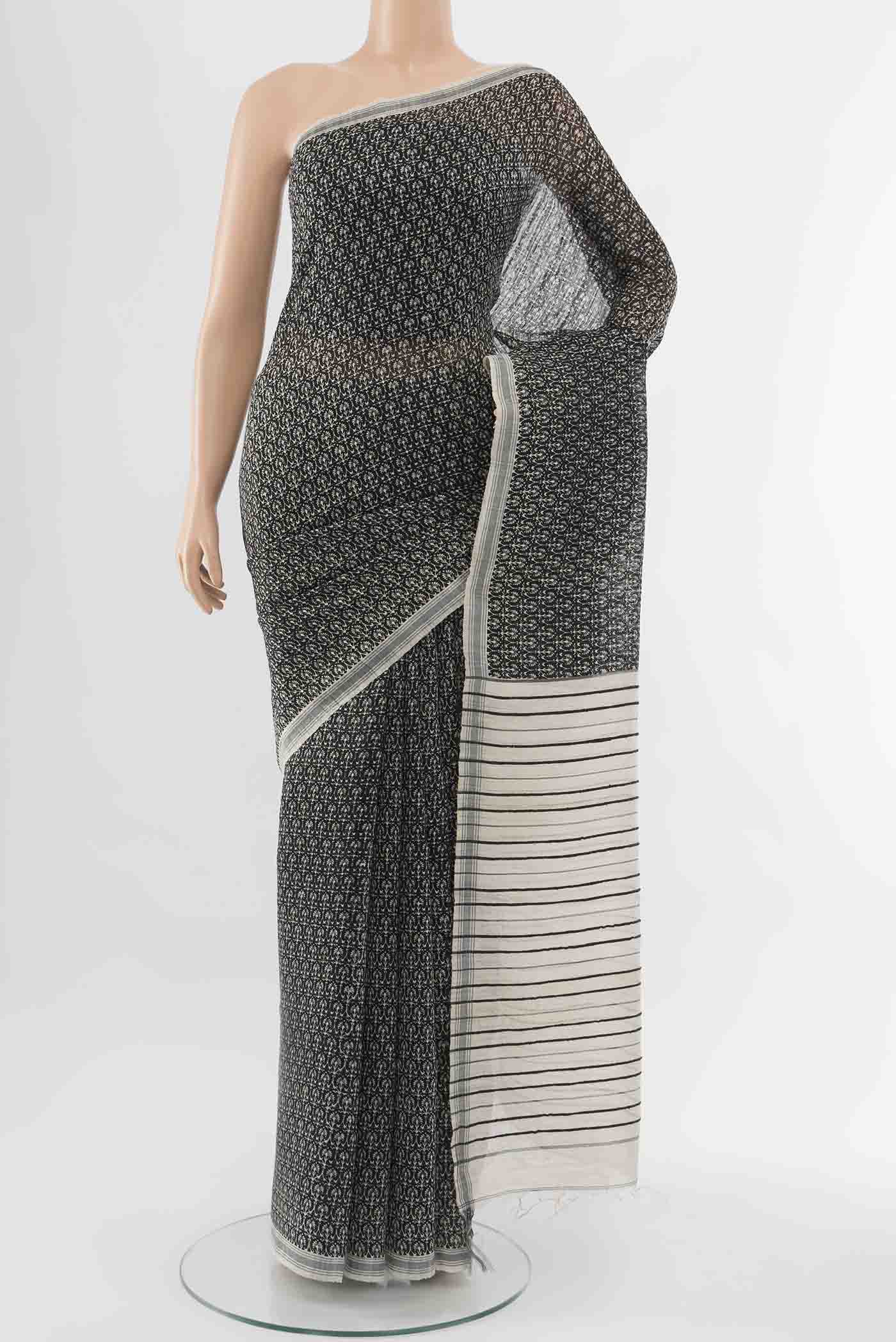 Black Tussar Silk Saree