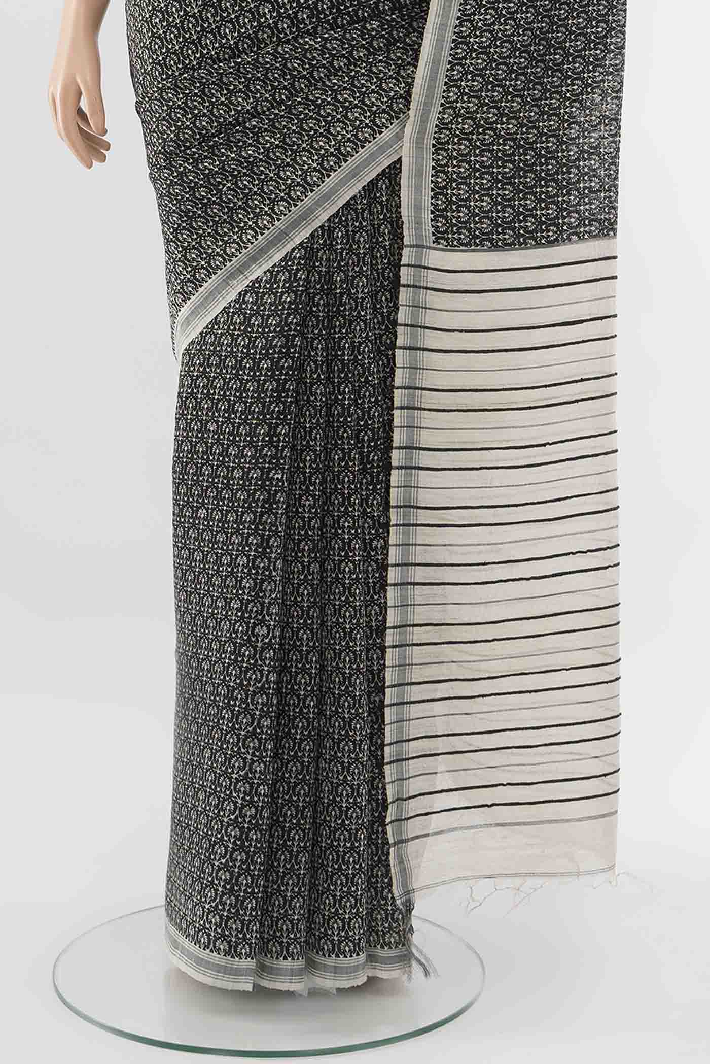Black Tussar Silk Saree - Image 3