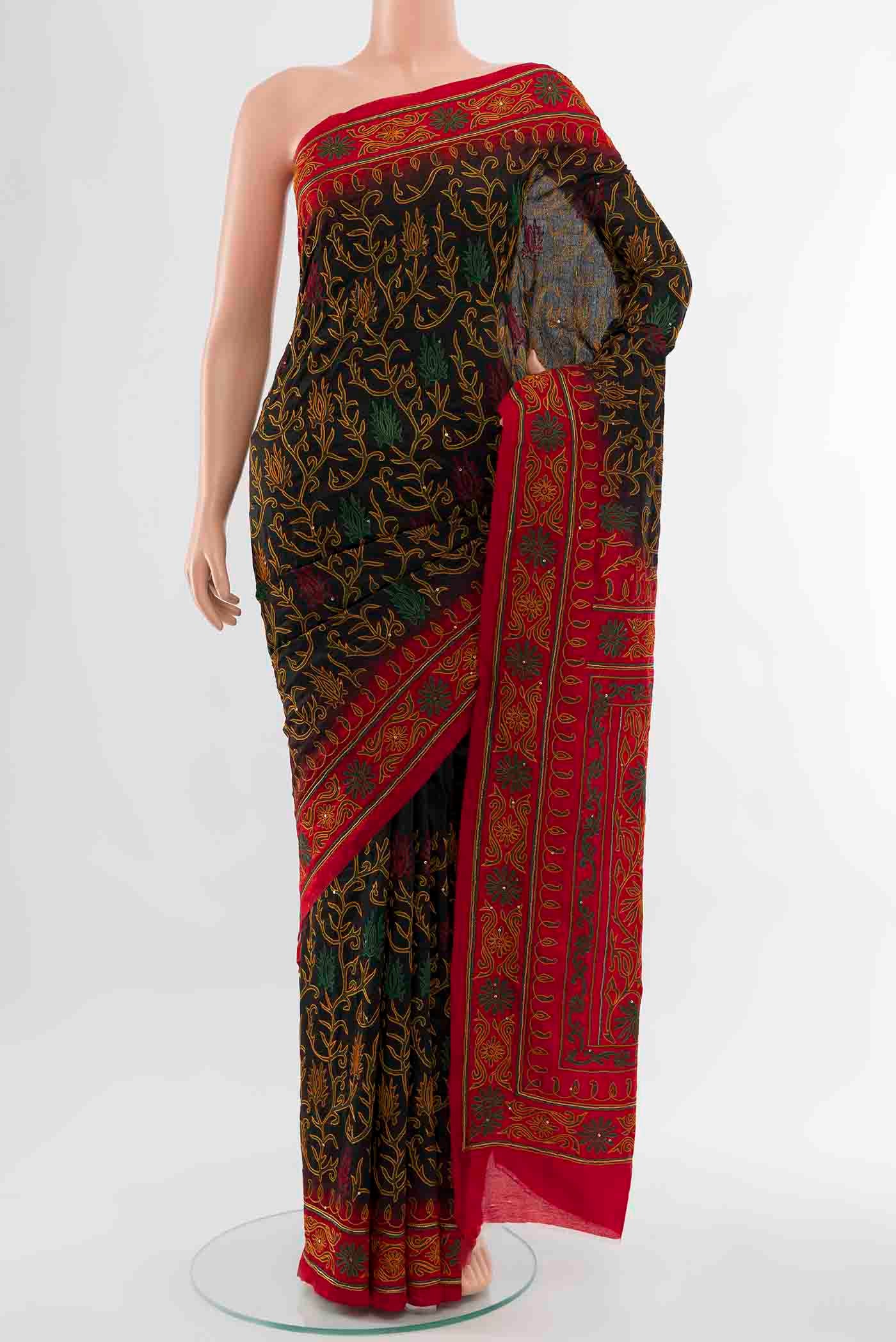Black Blended Raw Silk Saree
