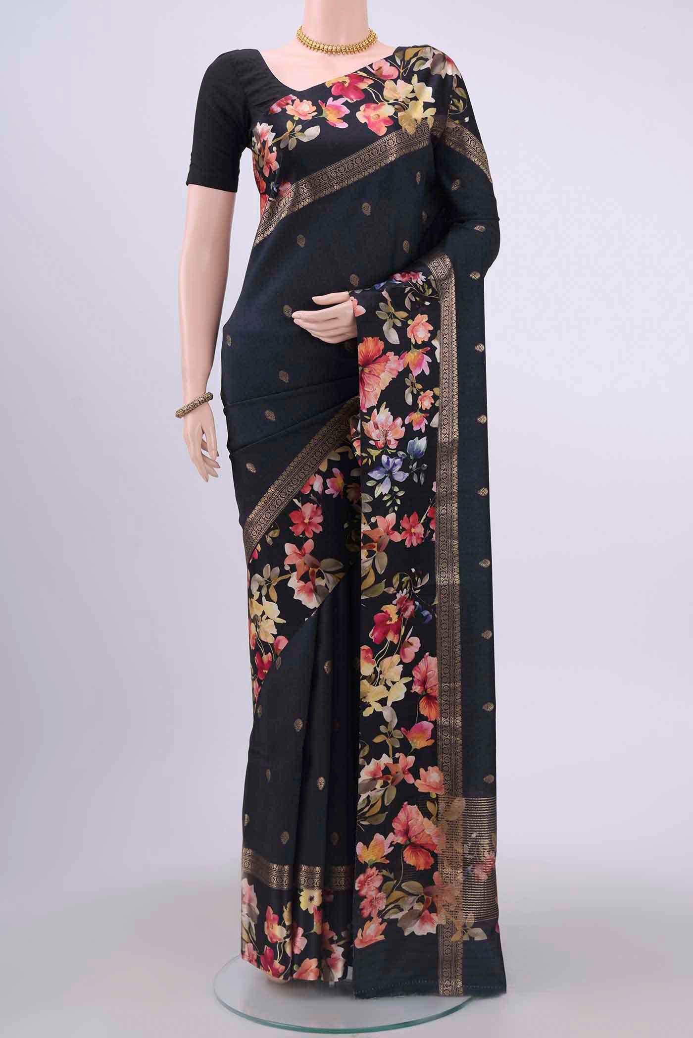 Black Tussar Silk Saree