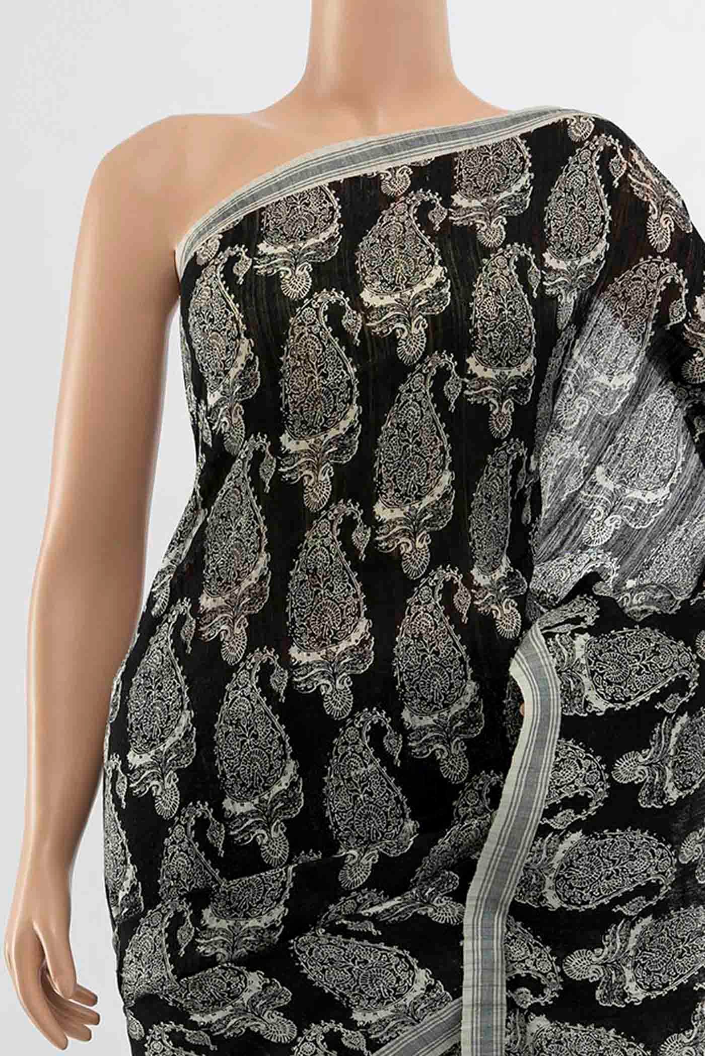 Black Tussar Silk Saree - Image 2