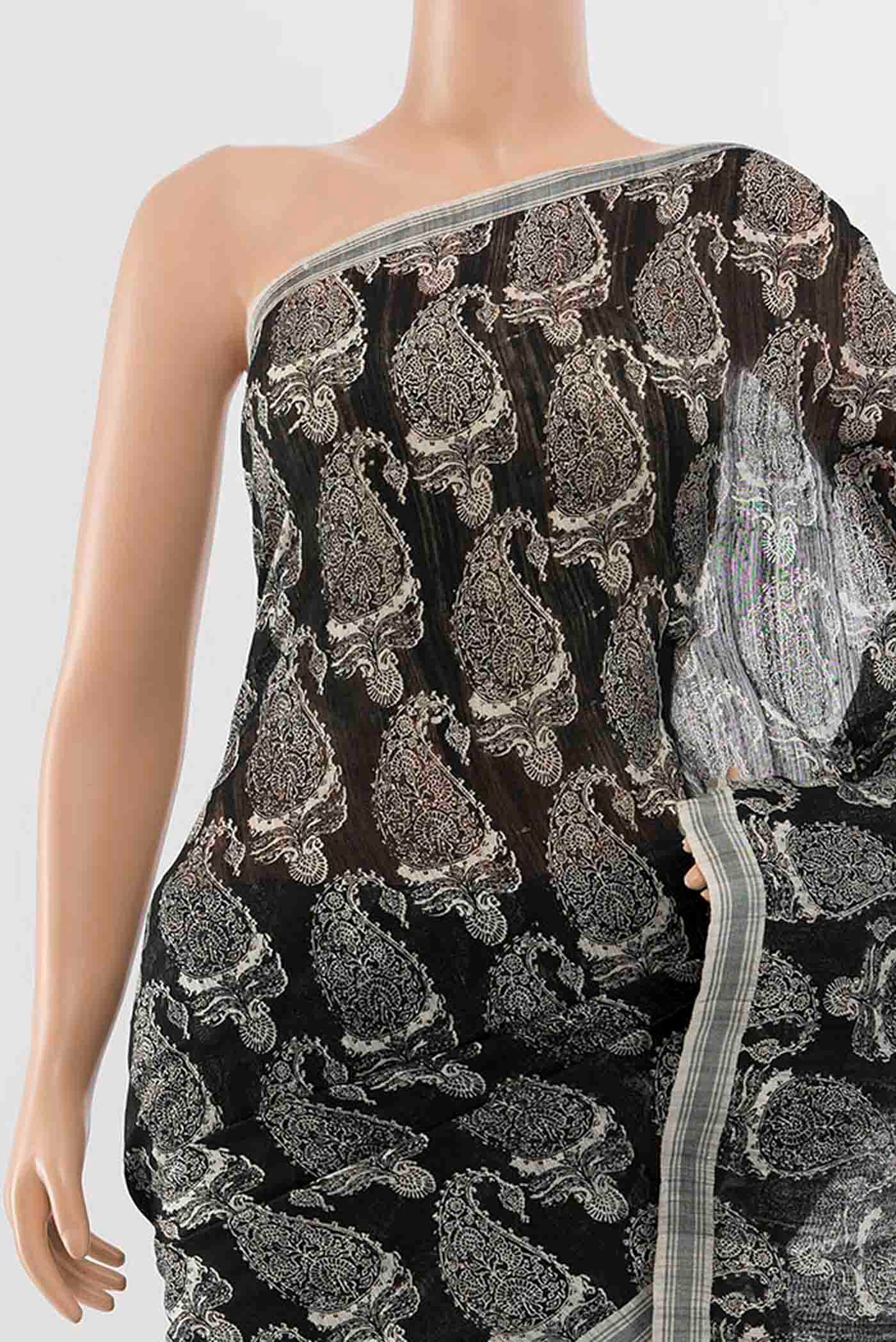 Black Tussar Silk Saree - Image 2