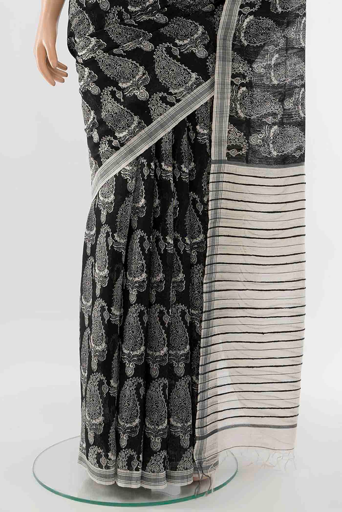 Black Tussar Silk Saree - Image 3