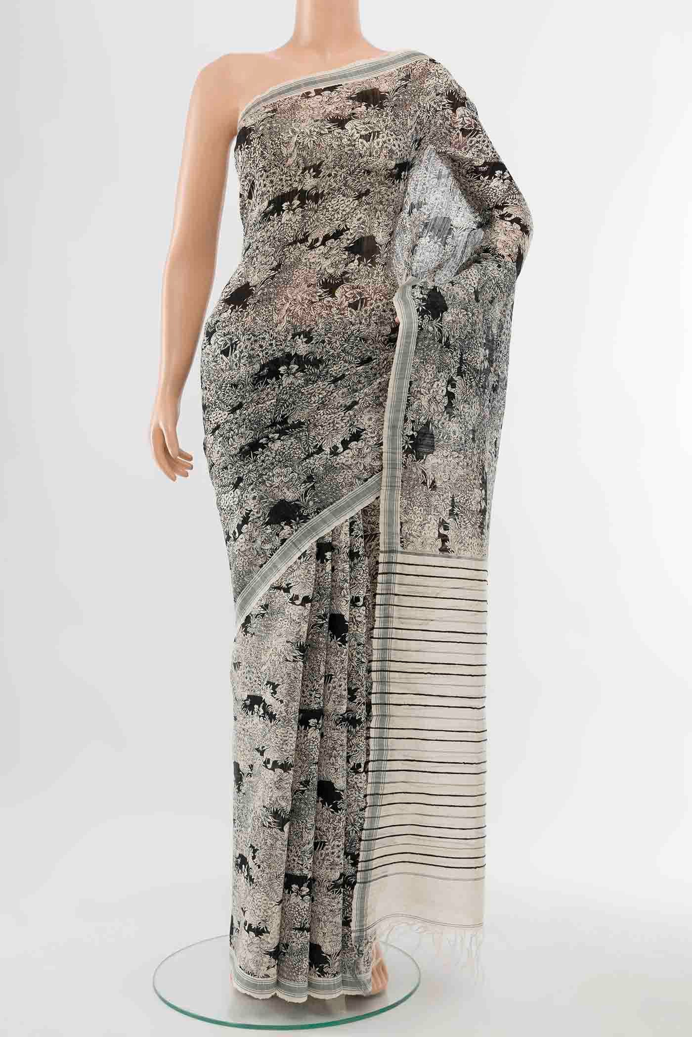 Black Tussar Silk Saree