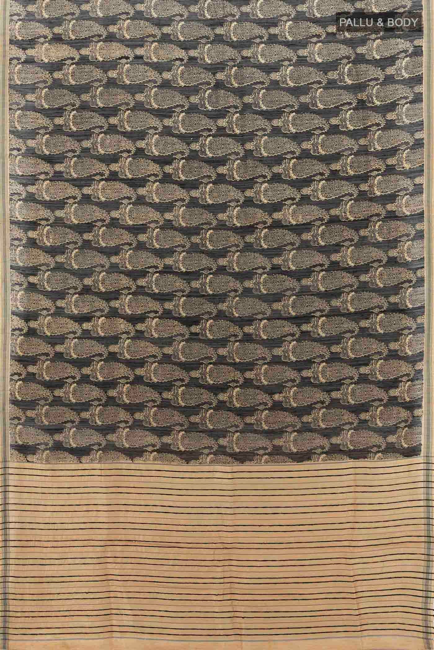 Black Tussar Silk Saree - Image 5