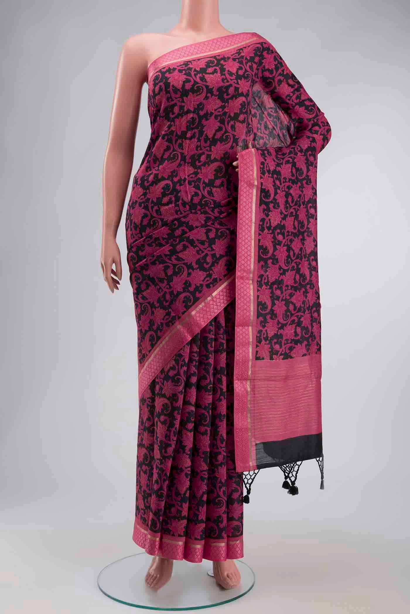 Black Tussar Silk Saree