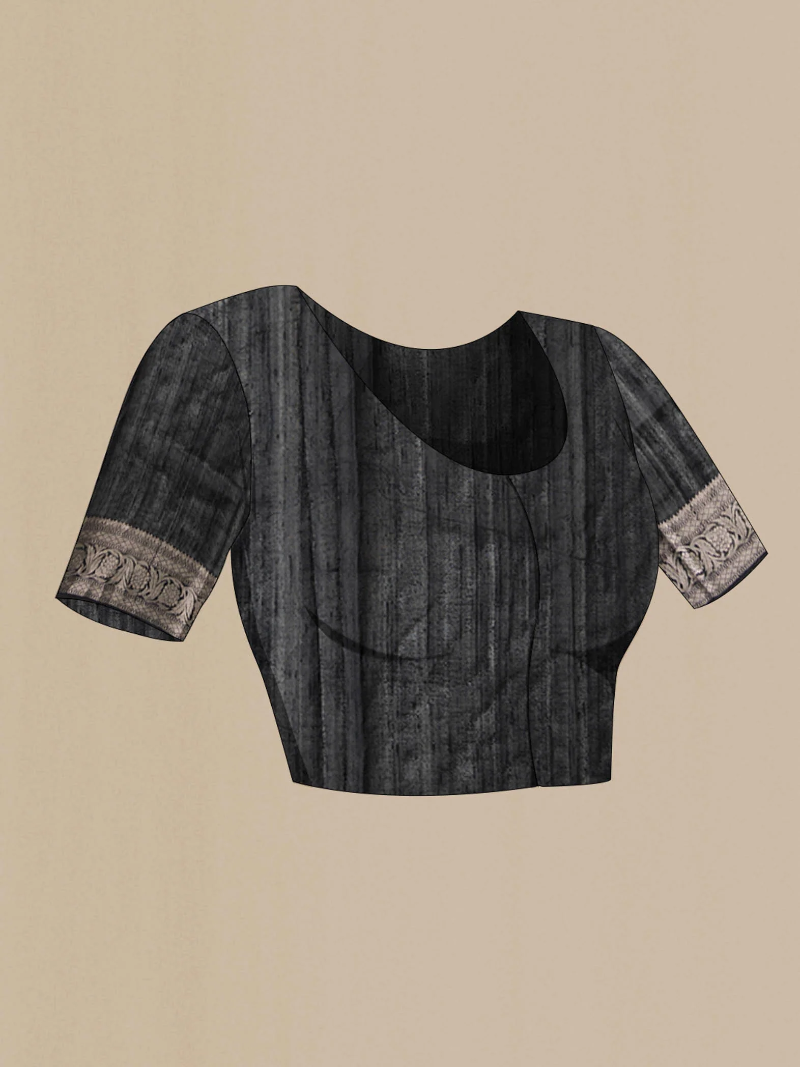 Black Tussar Silk Saree - Image 4