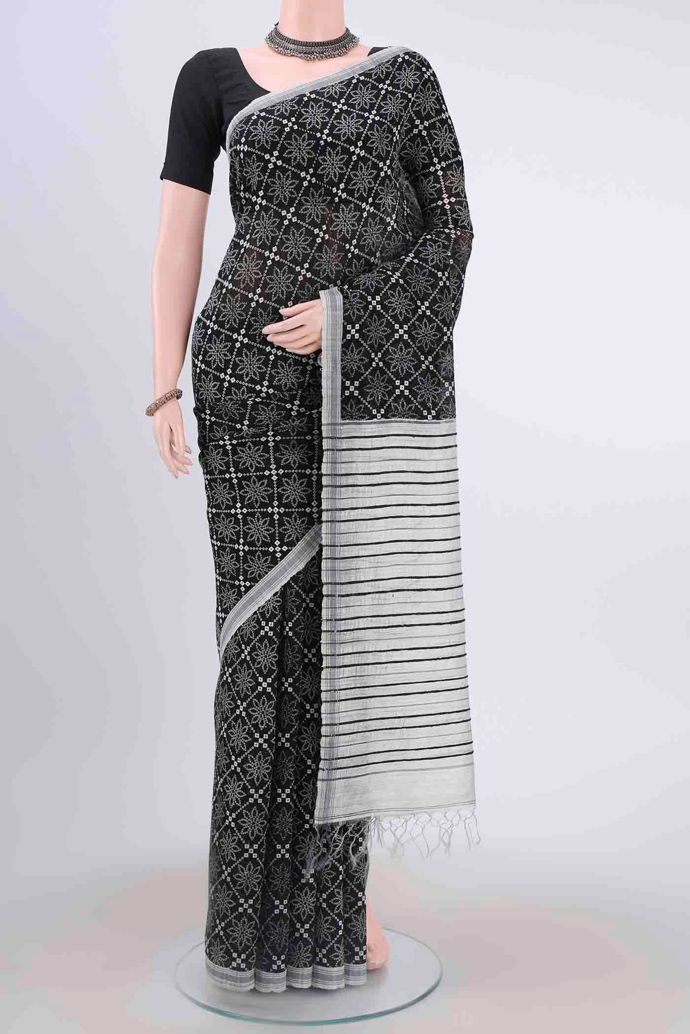 Black Tussar Silk Saree