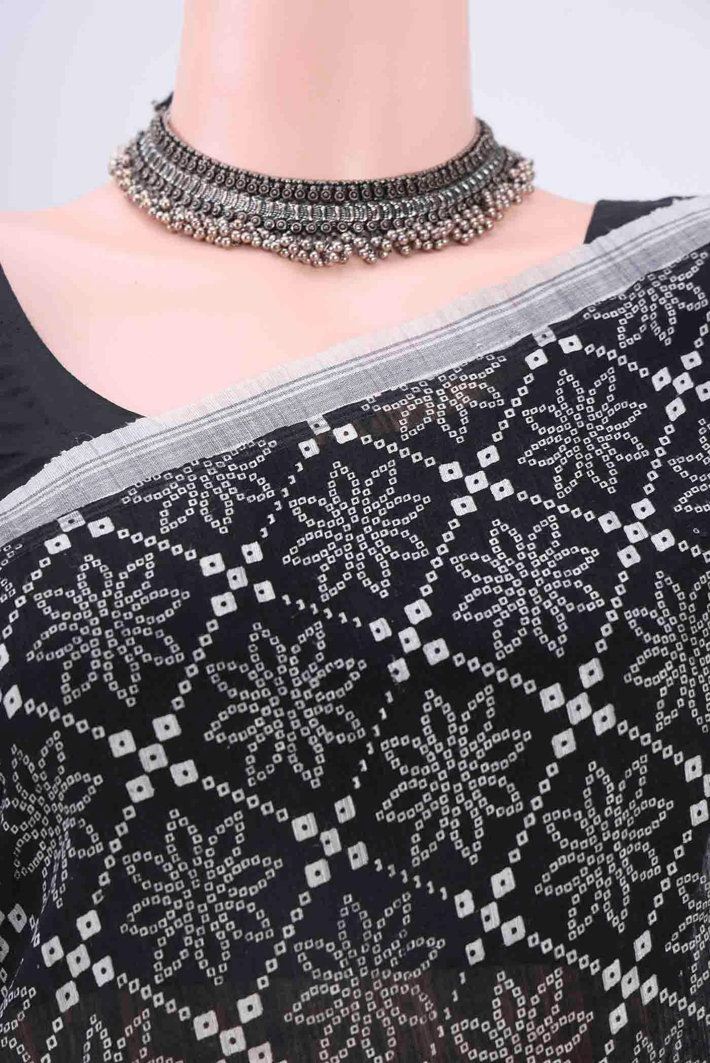 Black Tussar Silk Saree - Image 2