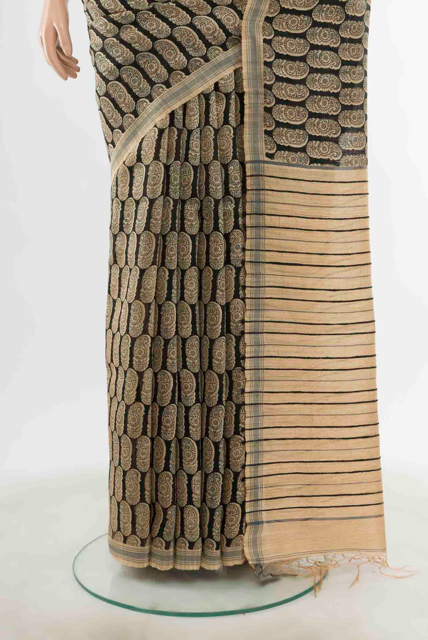 Black Tussar Silk Saree - Image 3
