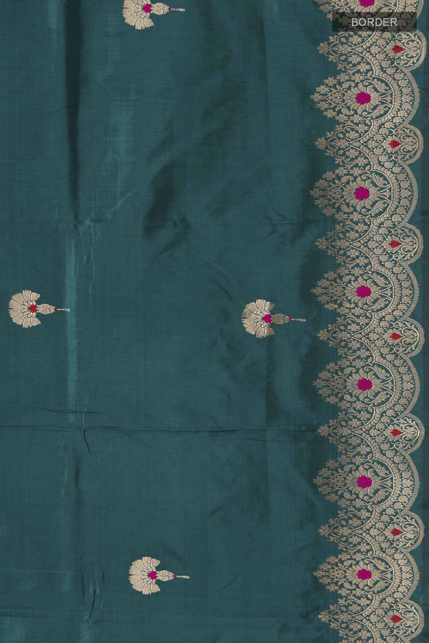 Blue Banarasi Katan Silk Saree - Image 3