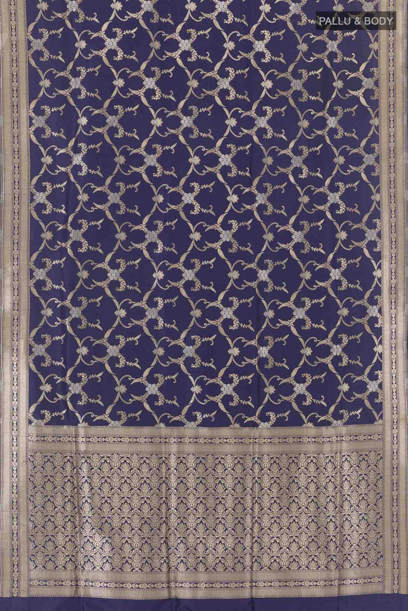 Blue Banarasi Silk Saree - Image 4