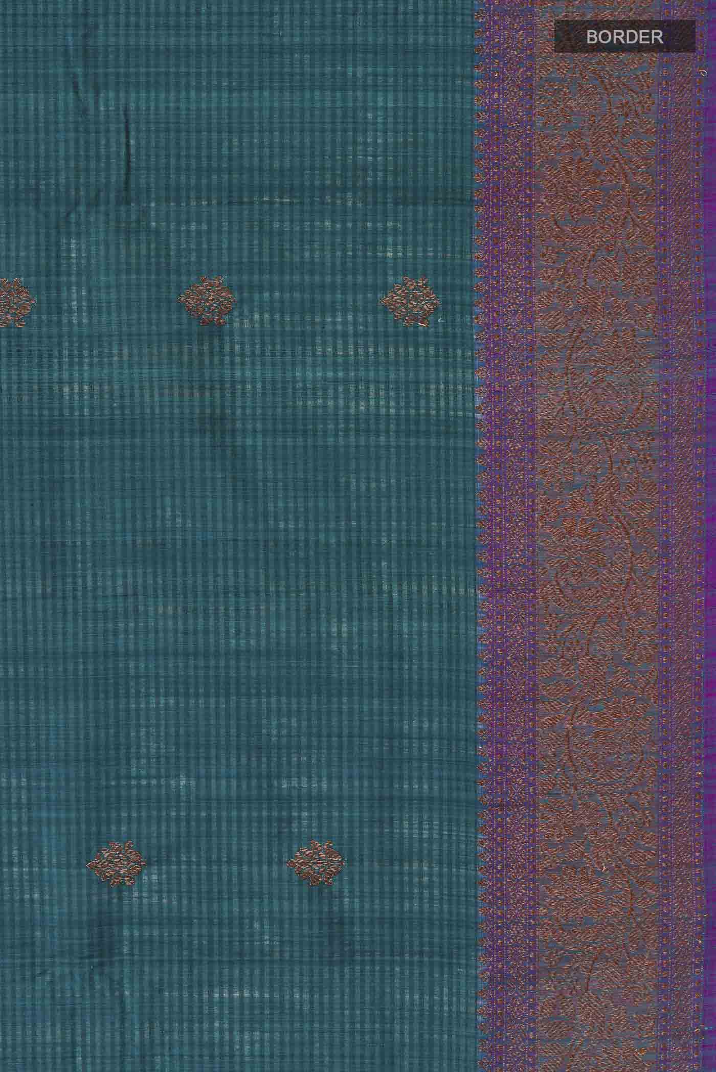 Blue Banarasi Tussar Silk Saree - Image 3