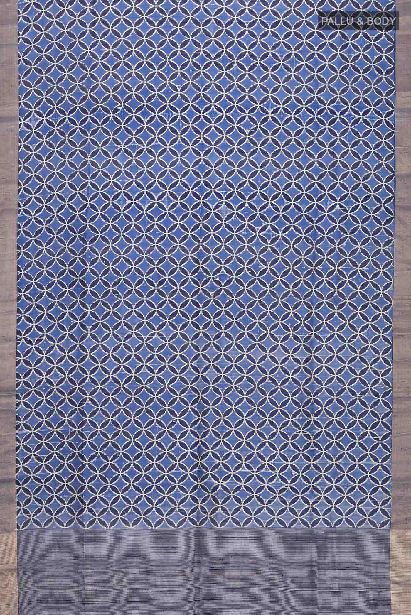 Blue Bhagalpuri Tussar Silk Saree - Image 5