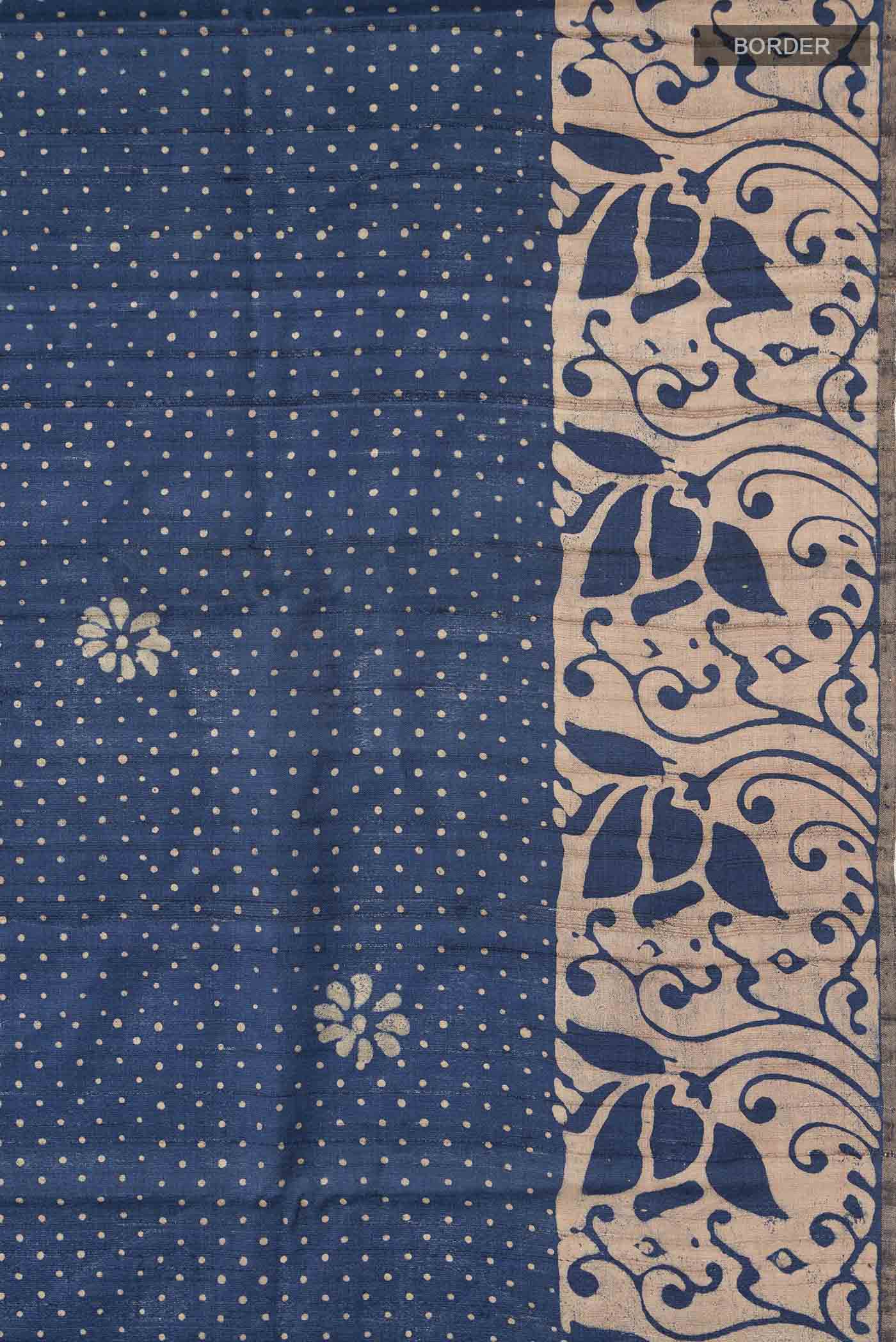 Blue Bhagalpuri Tussar Silk Saree - Image 3