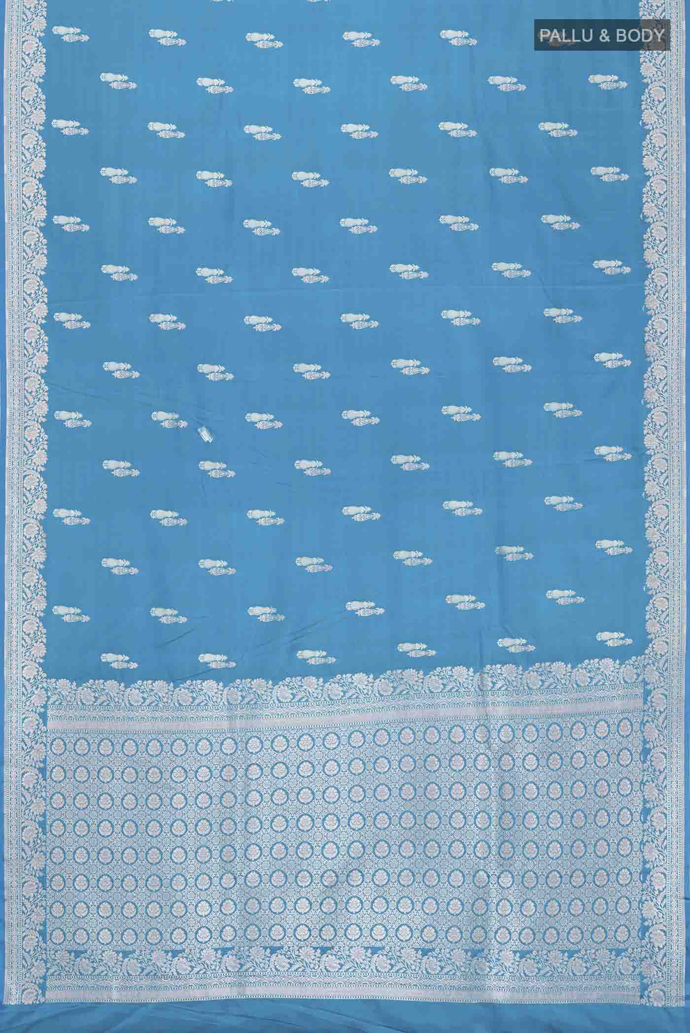 Blue Blended Banarasi Silk Saree - Image 3