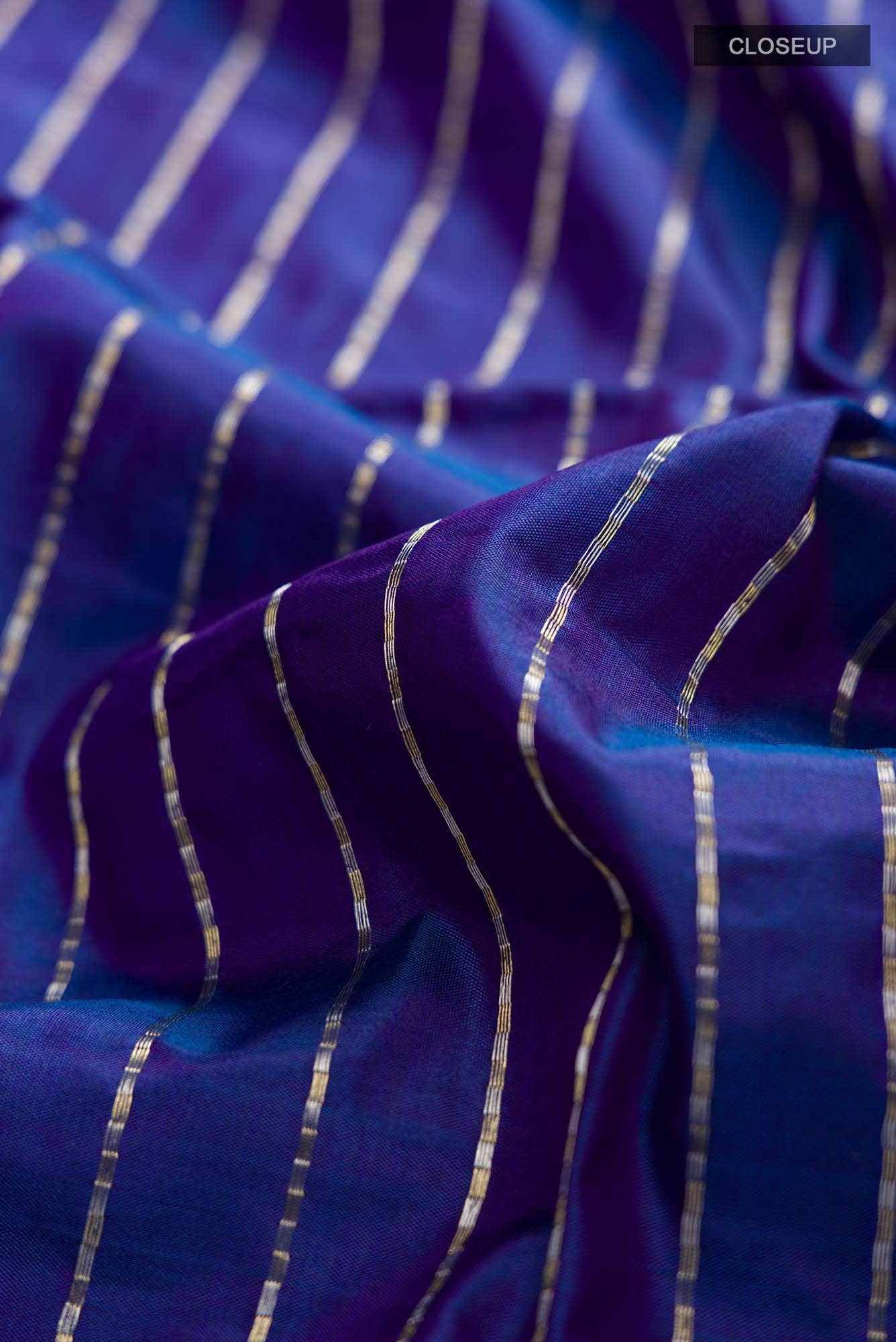 Blue Blended Banarasi Silk Saree - Image 3