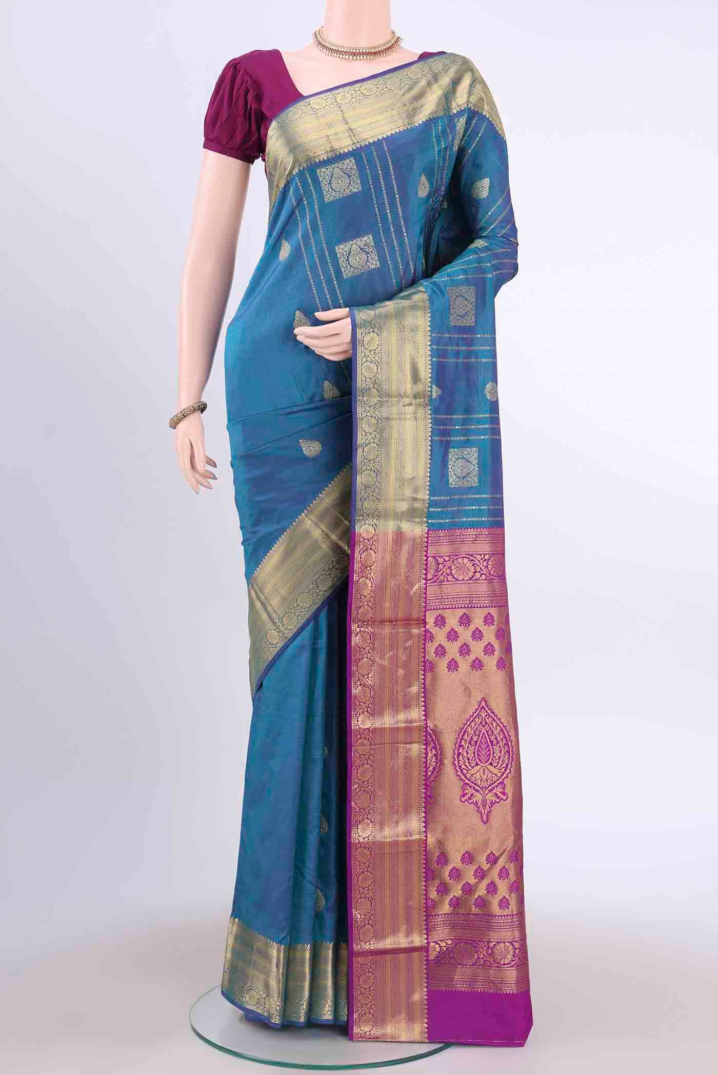 Blue Blended Bangalore Silk Saree