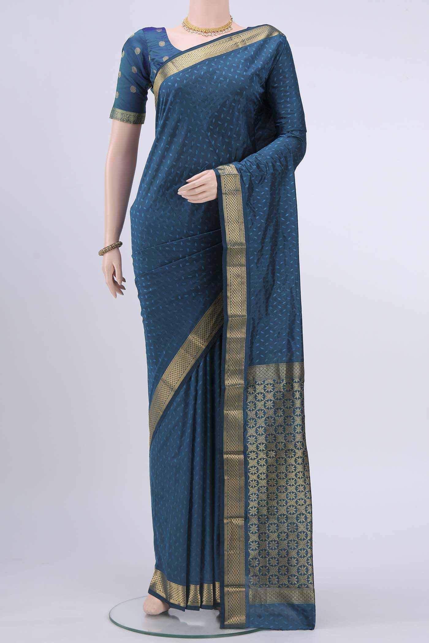 Blue Blended Bangalore Silk Saree