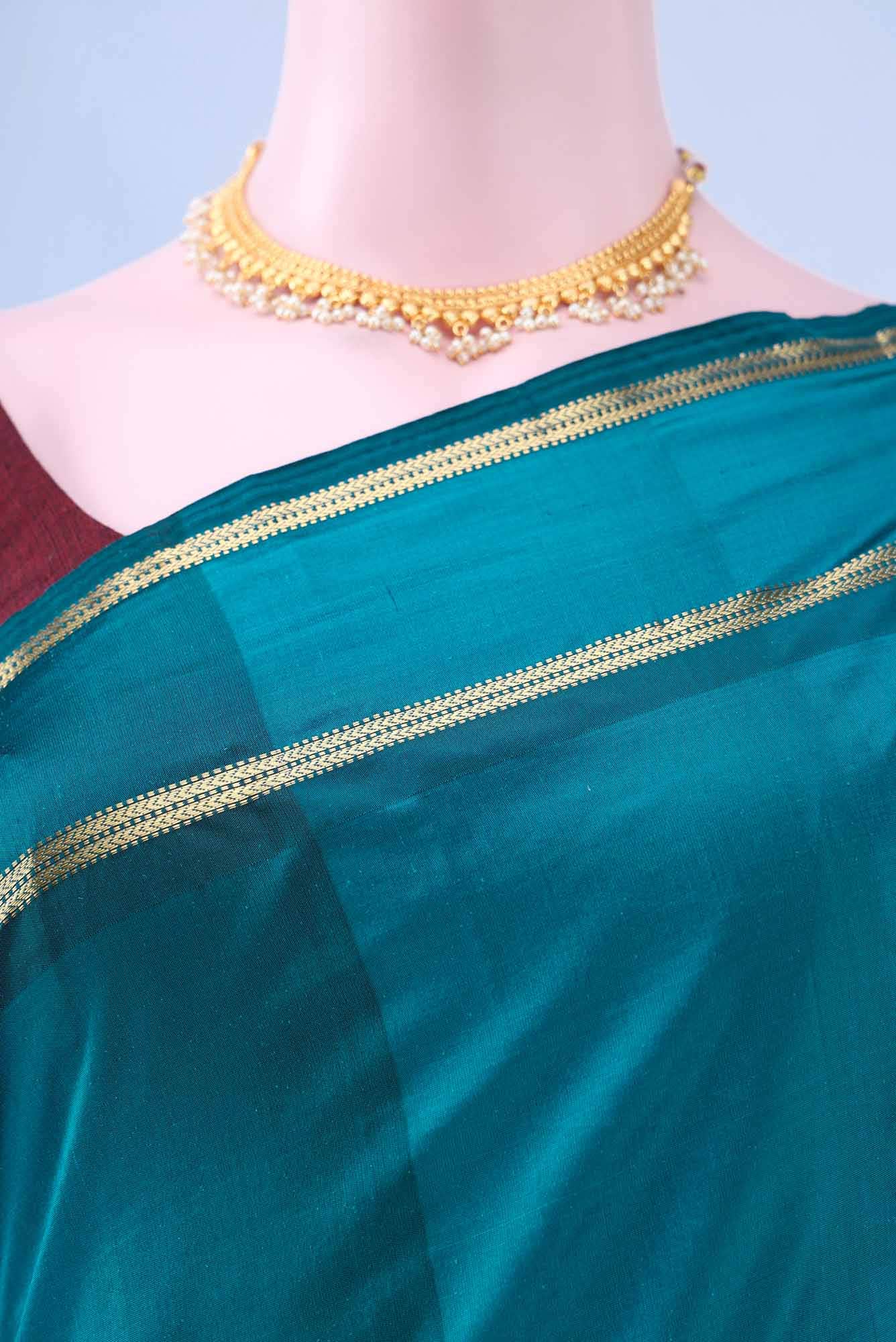 Blue Blended Bangalore Silk Saree - Image 3