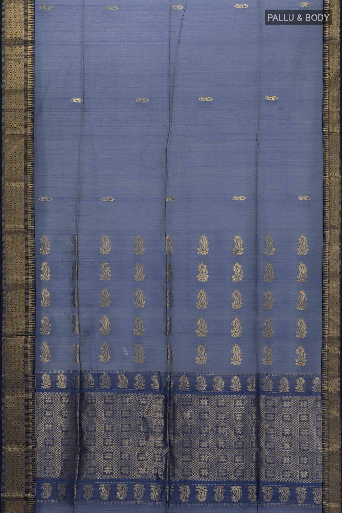 Blue Blended Maheshwari Silk Saree - Image 5