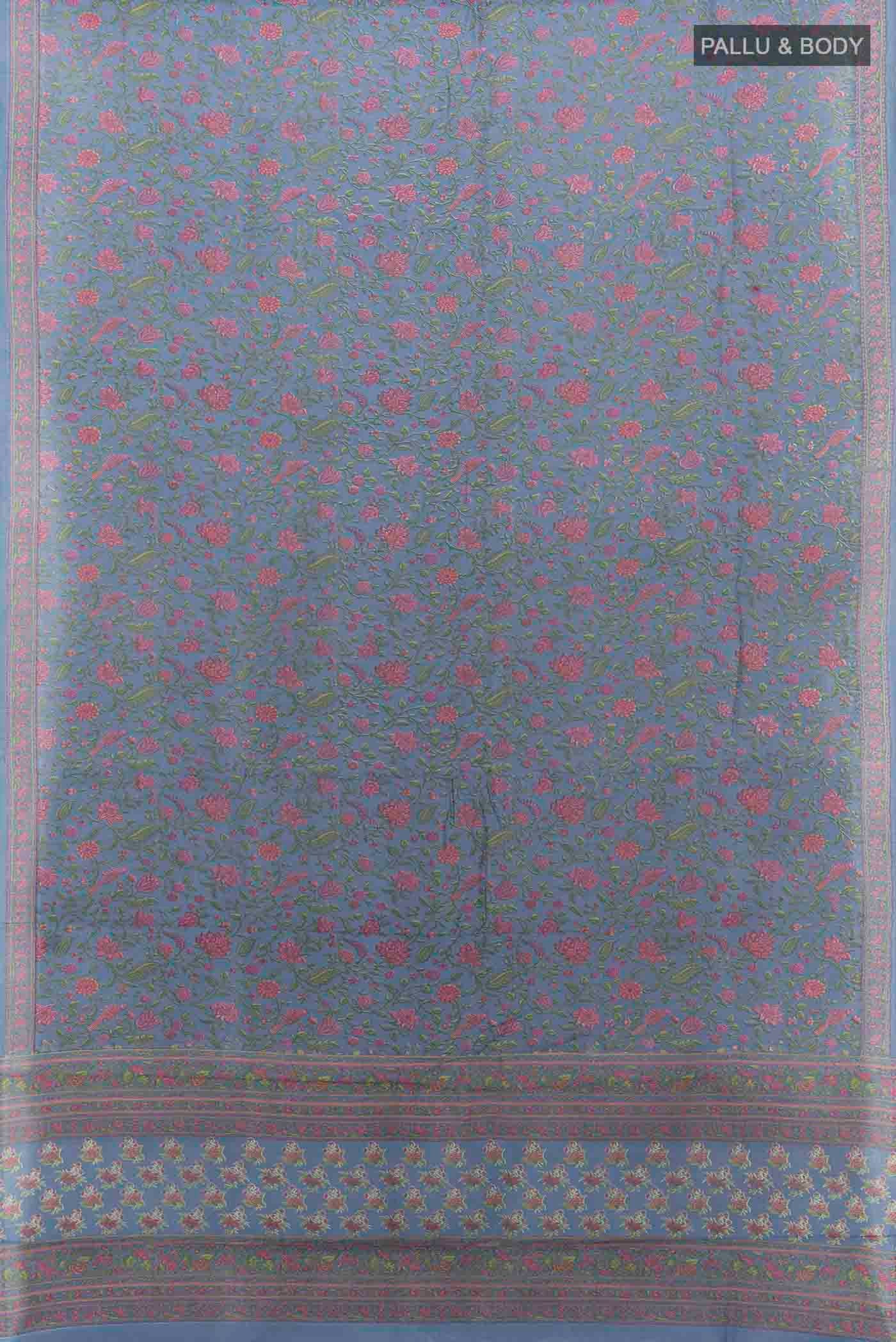 Blue Chanderi Silk Cotton Saree - Image 5