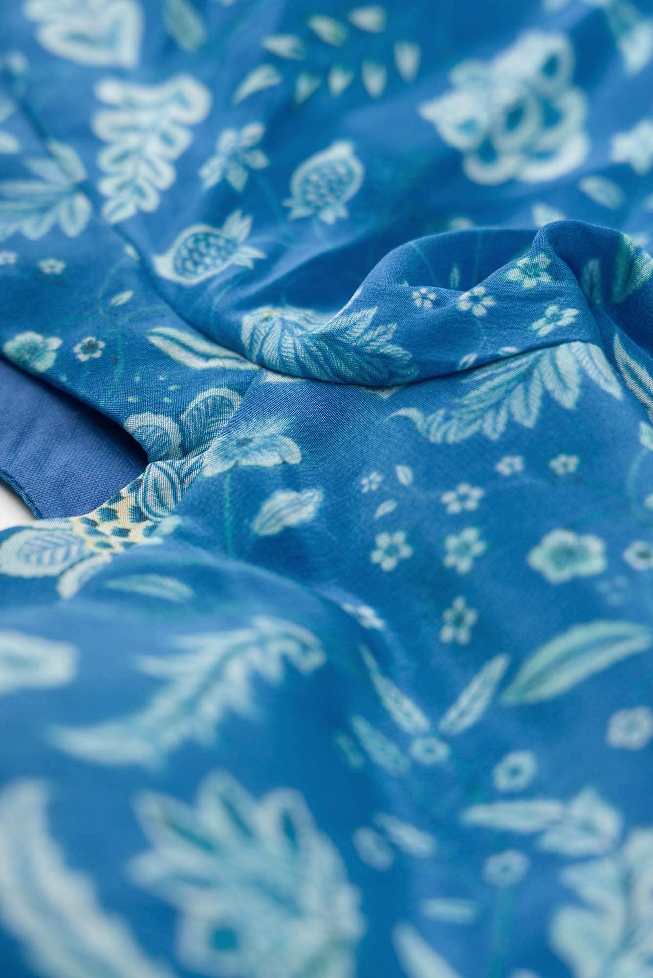 Chandni - Light Blue Floral design saree from Chintz Collection, Designed by Nalli - Image 6